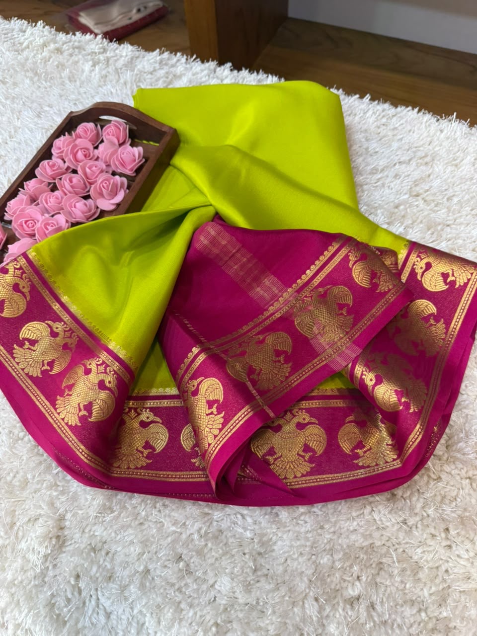 Mysore silk sarees contrast pattern