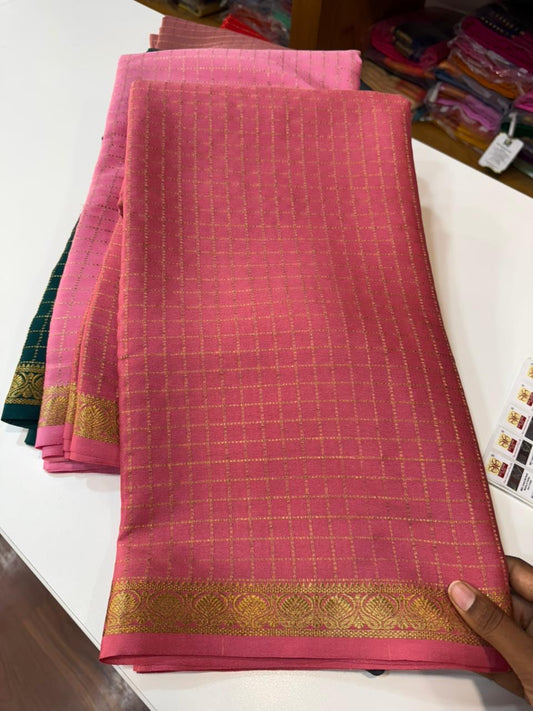 Mysore silk sarees checks pattern