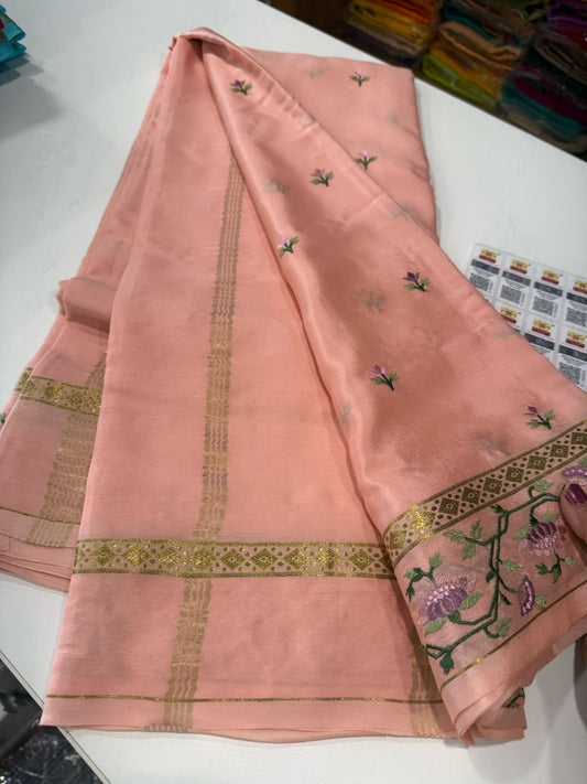 ❤️ Embroidery n Cutwork Mysore silk sarees ❤️