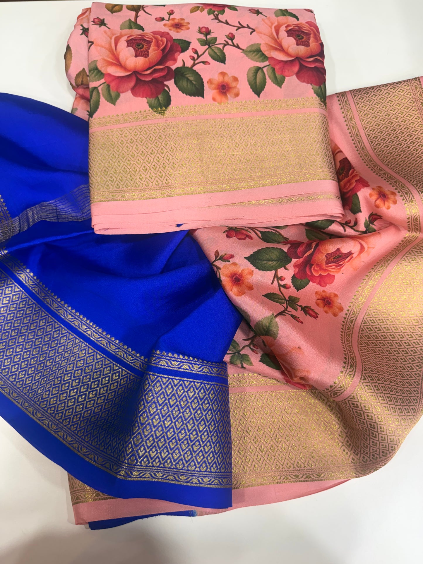 Digital print plain pallu
