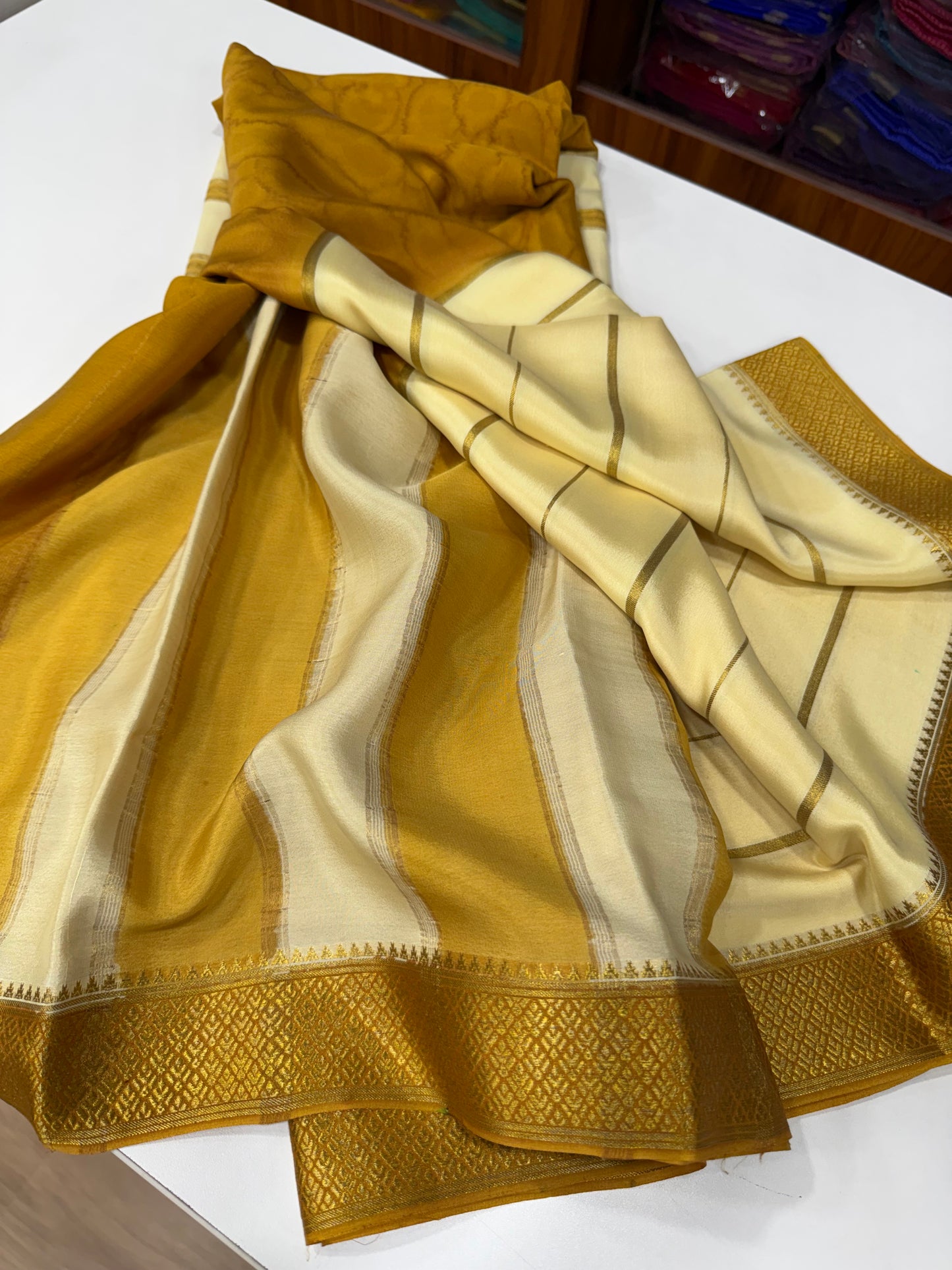 Mysore silk contrast stripes