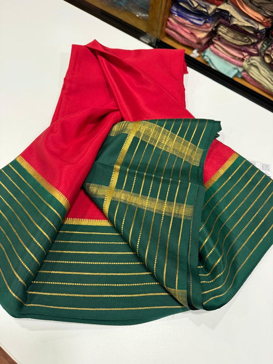 Mysore silk sarees contrast Pattern