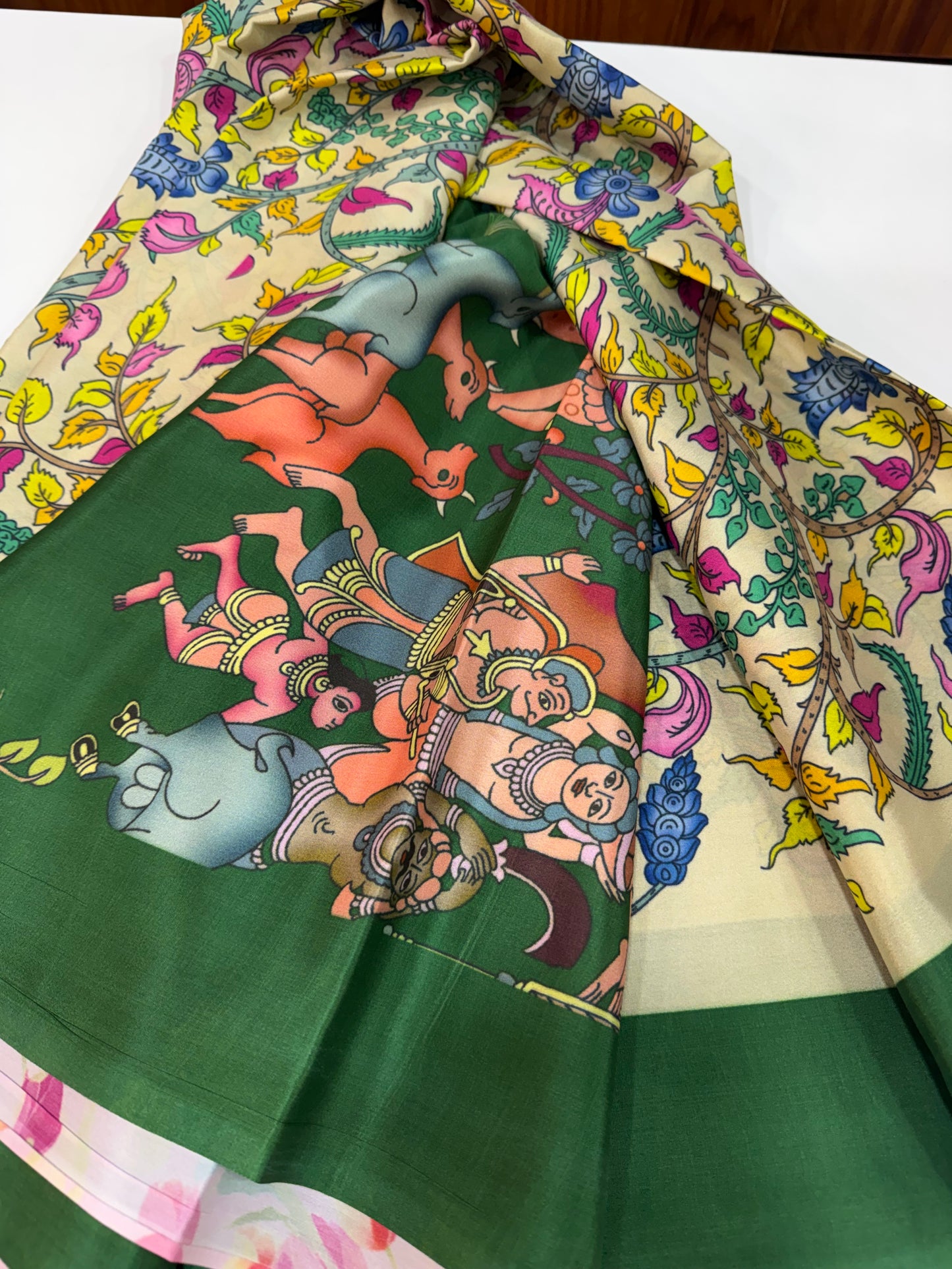 Kalamkari print Mysore silk