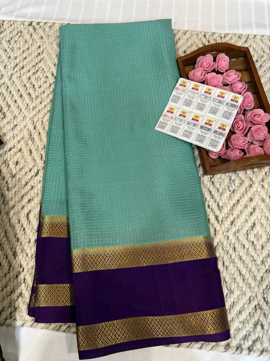 Mysore silk sarees checks pattern