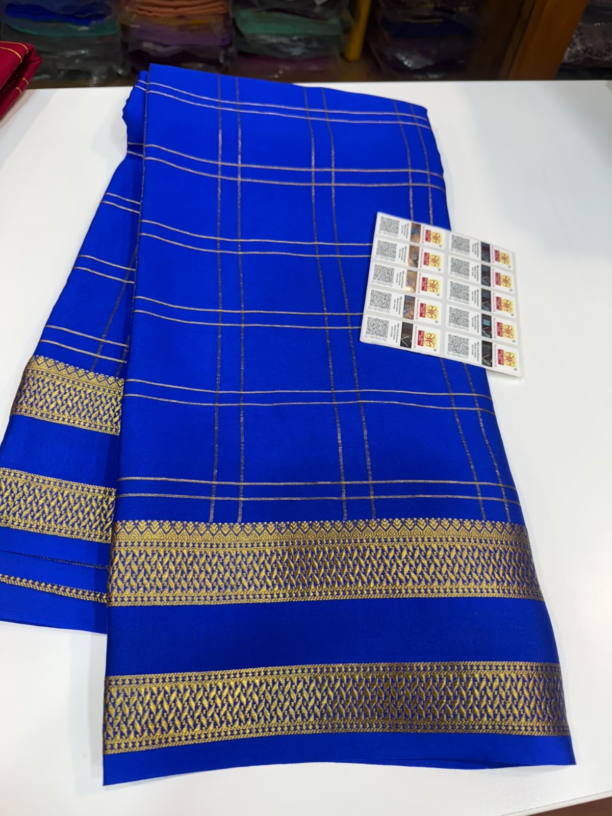 Mysore silk sarees self checks pattern