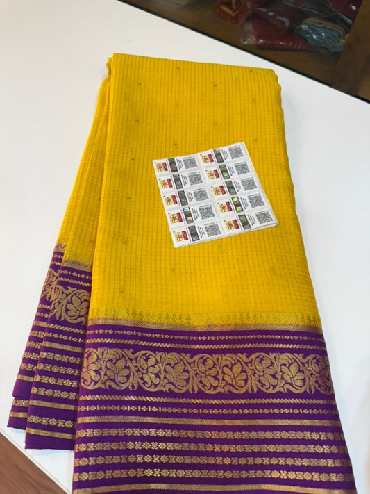 Mysore silk sarees checks pattern