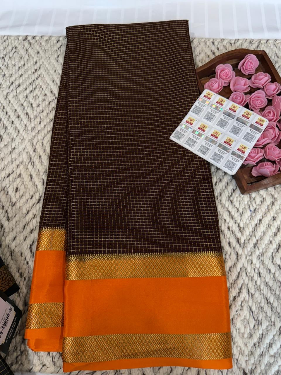 Mysore silk sarees checks pattern