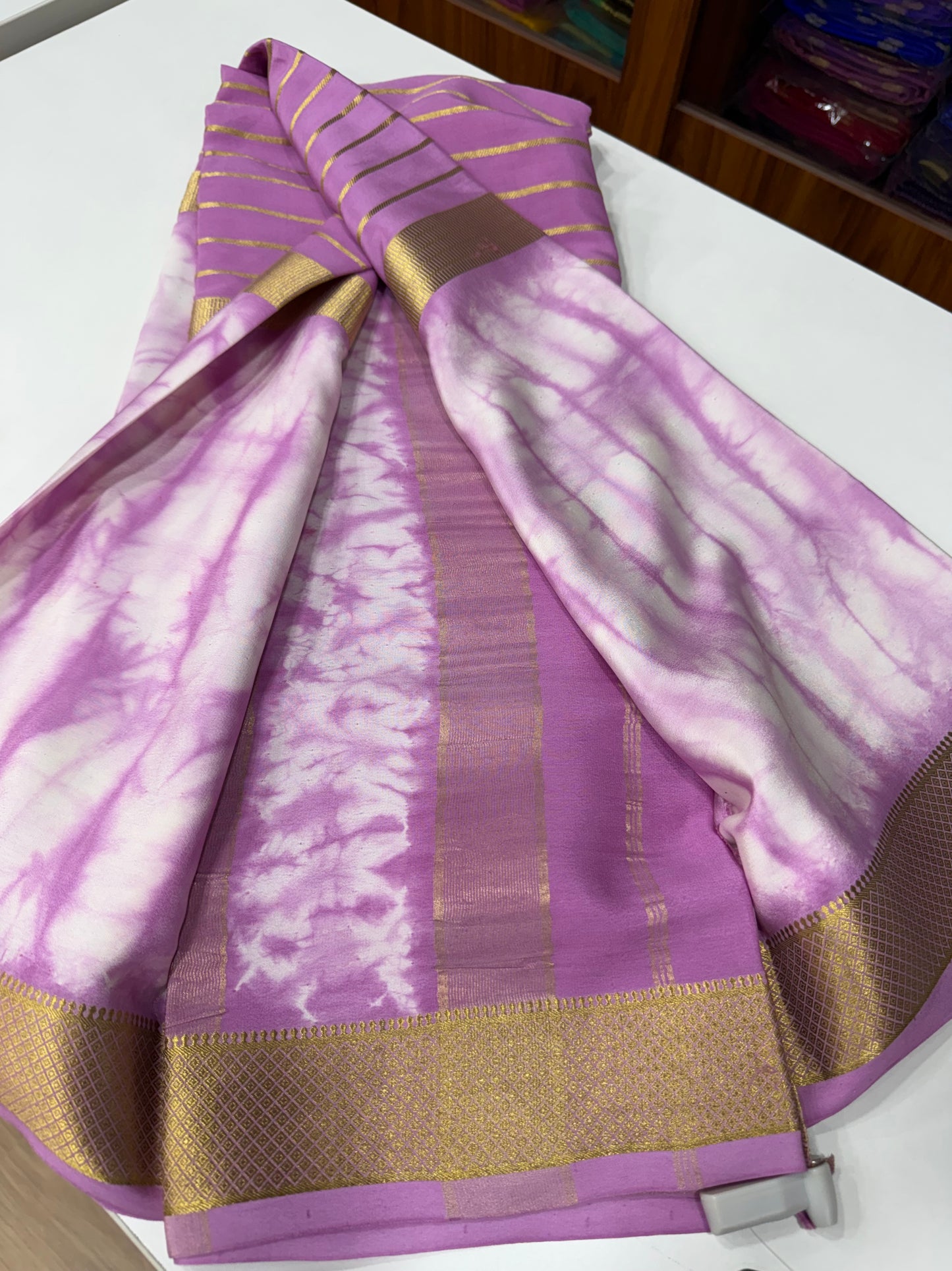 2D Shibori Pattern Mysore Silk Sarees