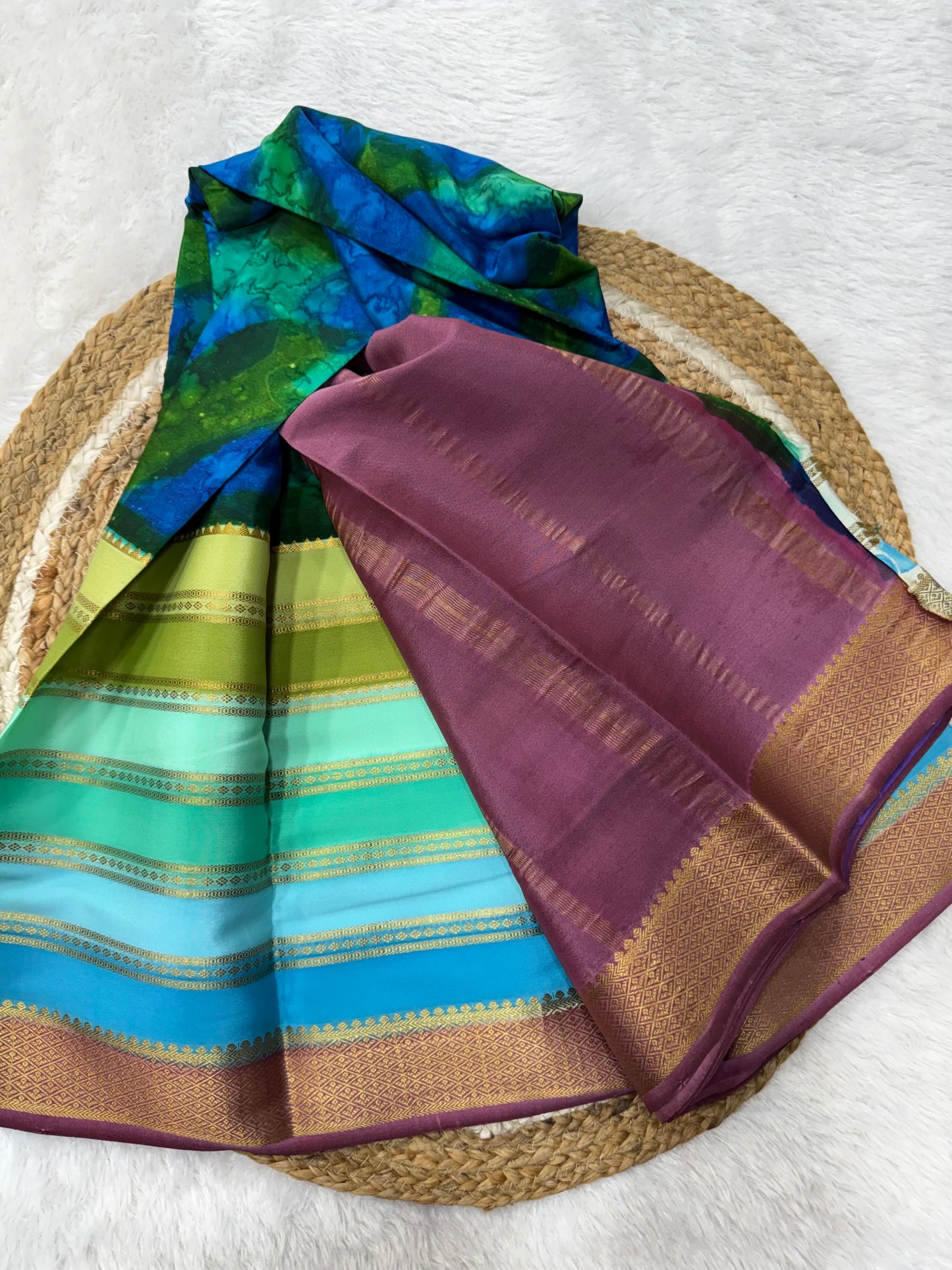 Printed Mysore silk saree