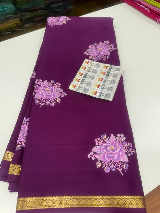 ❤️ Embroidery n Cutwork Mysore silk sarees ❤️