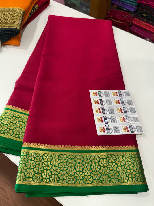 Traditional pattern mysore silk sarees with elegant color combinations