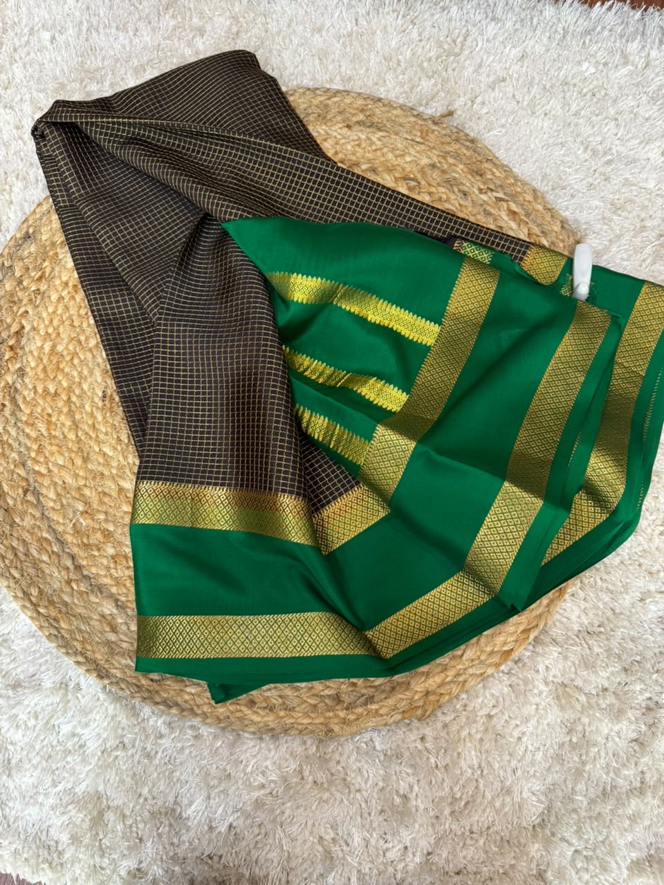 Mysore silk sarees checks pattern
