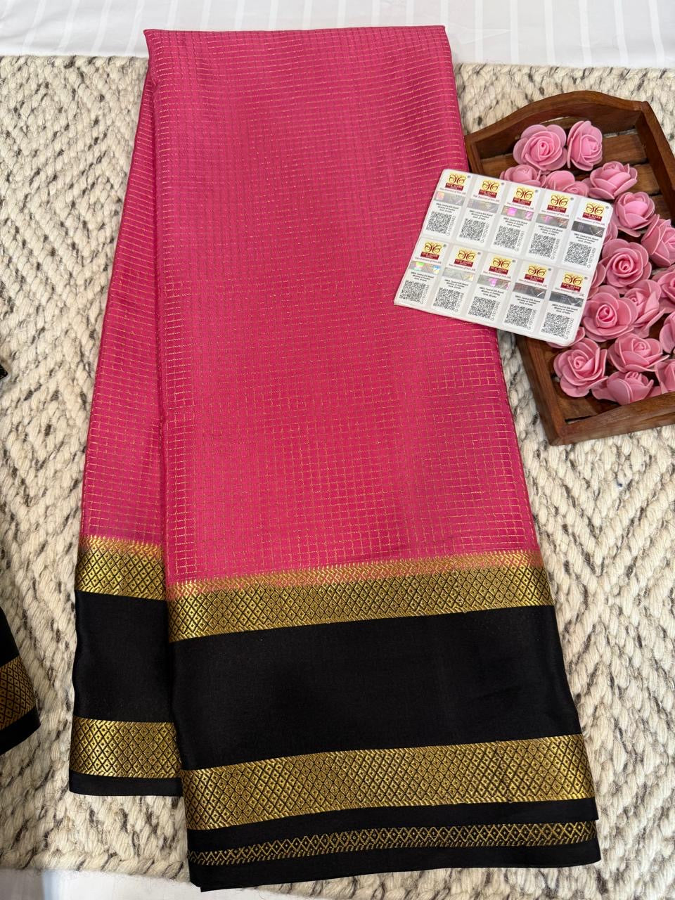 Mysore silk sarees checks pattern