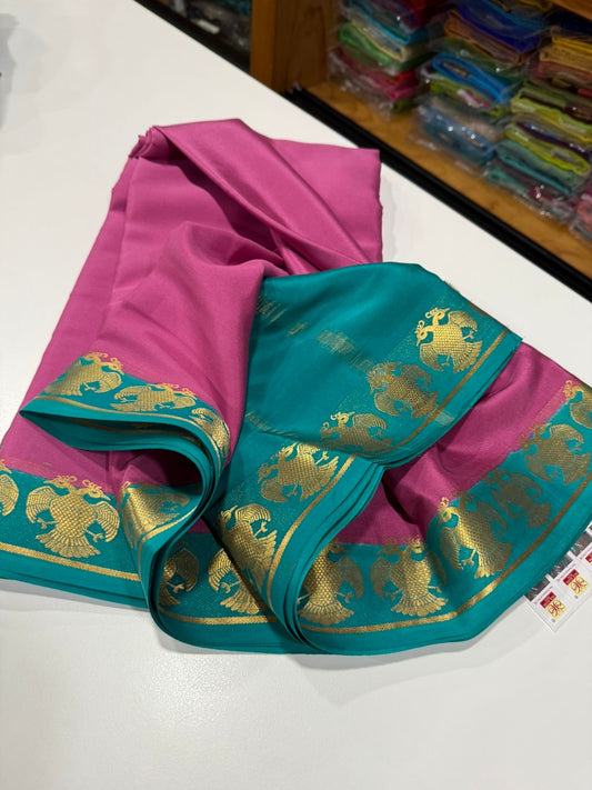 Mysore silk sarees contrast pattern
