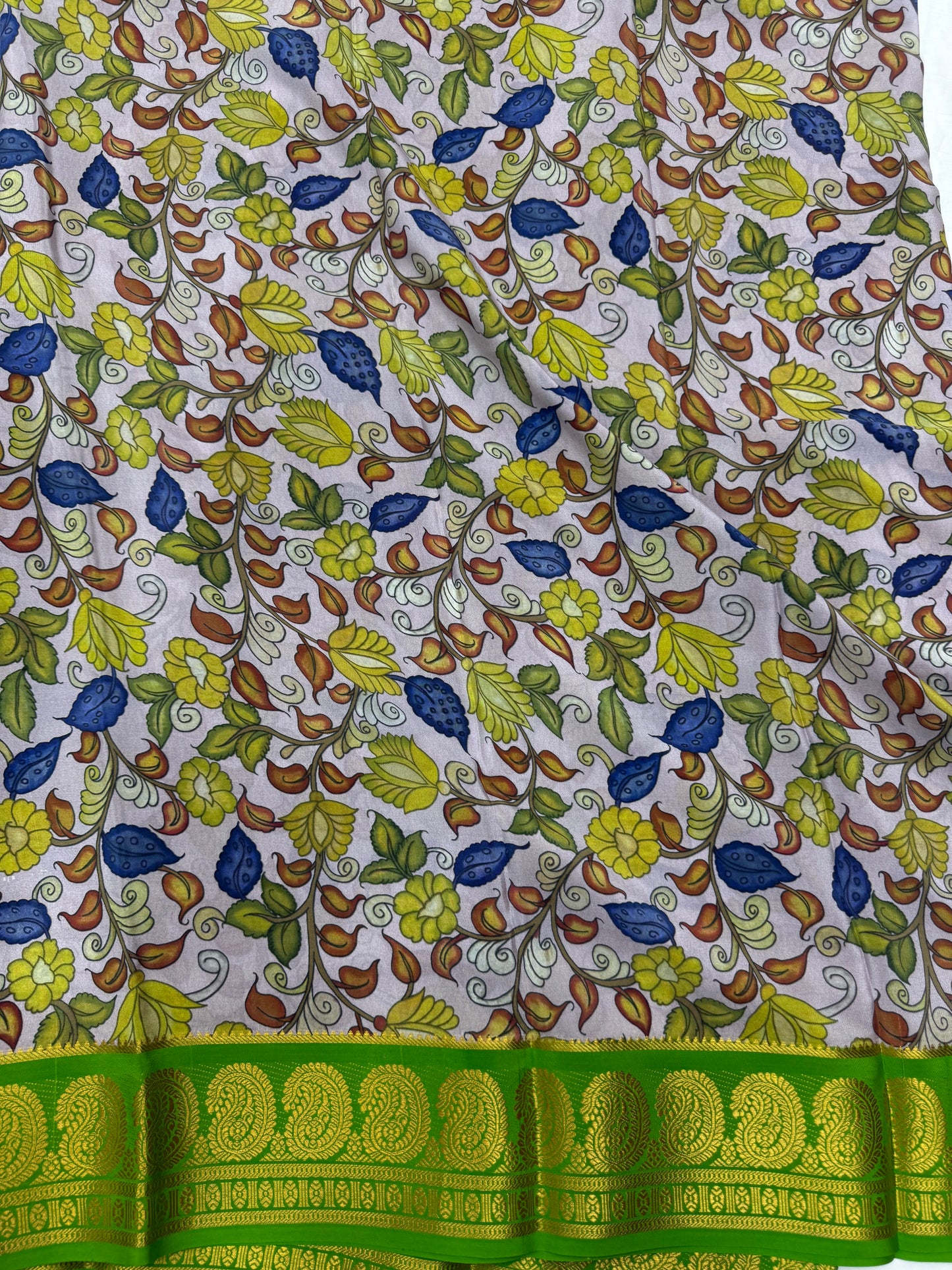 Kalamkari Mysore Silk Saree - Floral Bloom