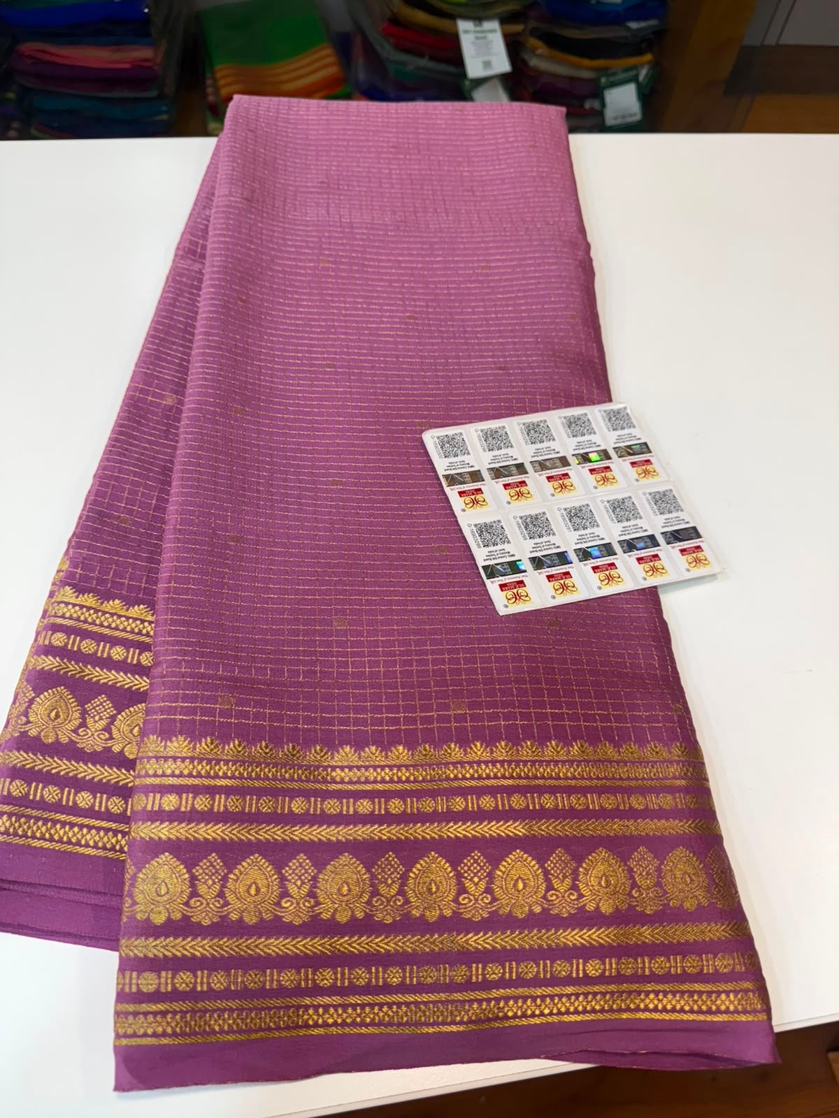 Mysore silk sarees checks pattern