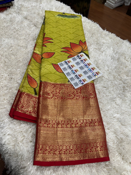 Pure digital print Kanjivaram silk sarees