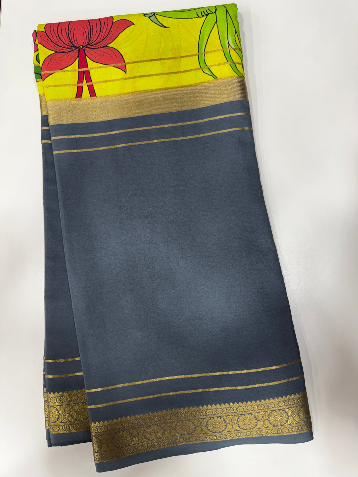 Printed Mysore silk saree