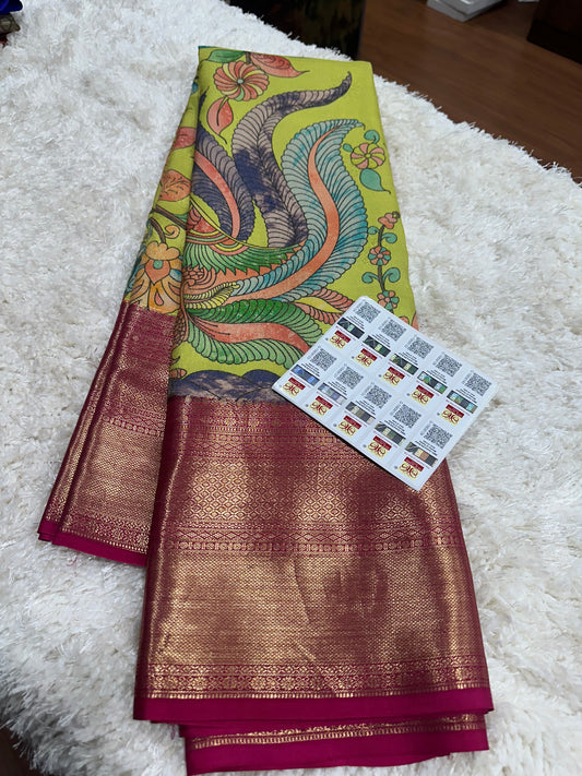 Pure digital print Kanjivaram silk sarees