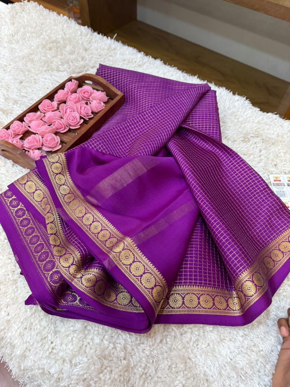 Mysore silk sarees self checks pattern