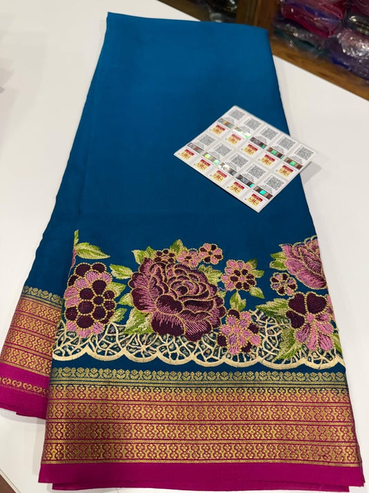 ❤️ Embroidery n Cutwork Mysore silk sarees ❤️