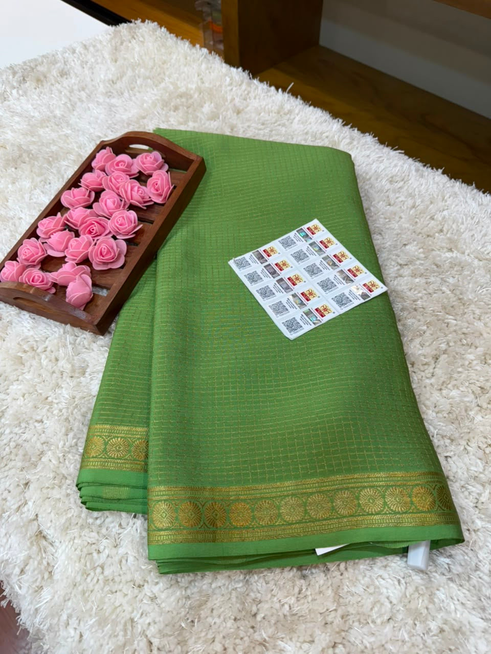 Mysore silk sarees self checks pattern