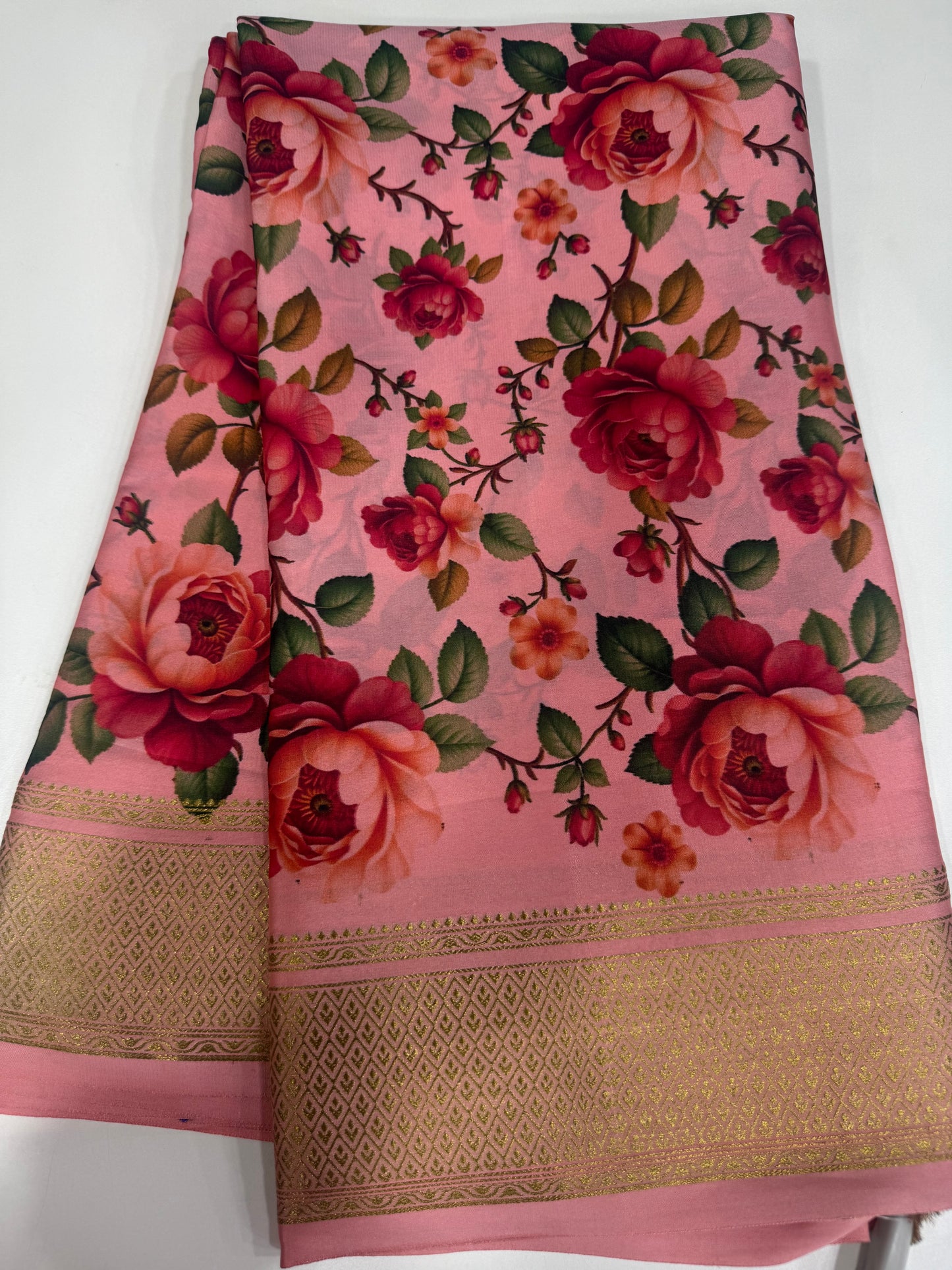 Digital print plain pallu
