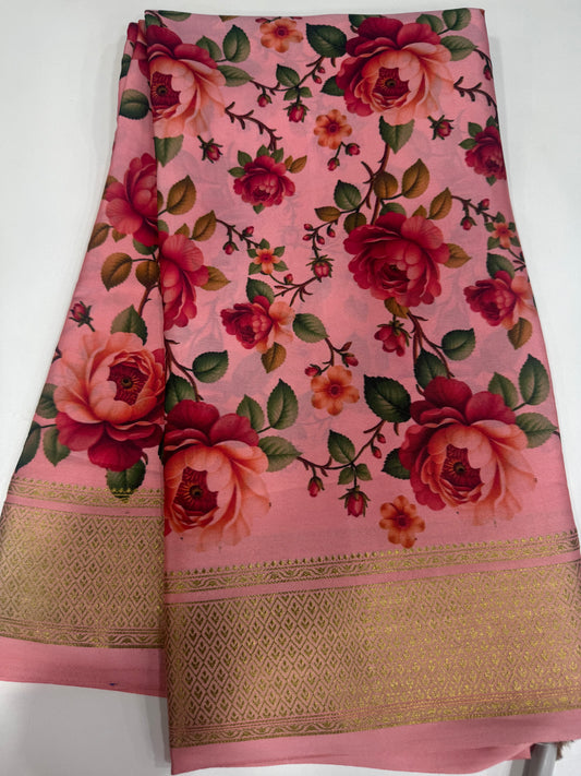 Digital print plain pallu