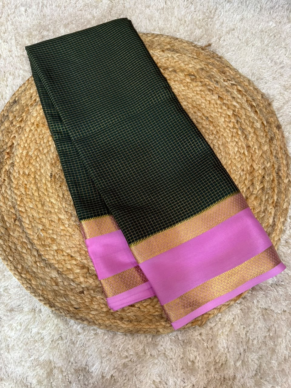Mysore silk sarees checks pattern