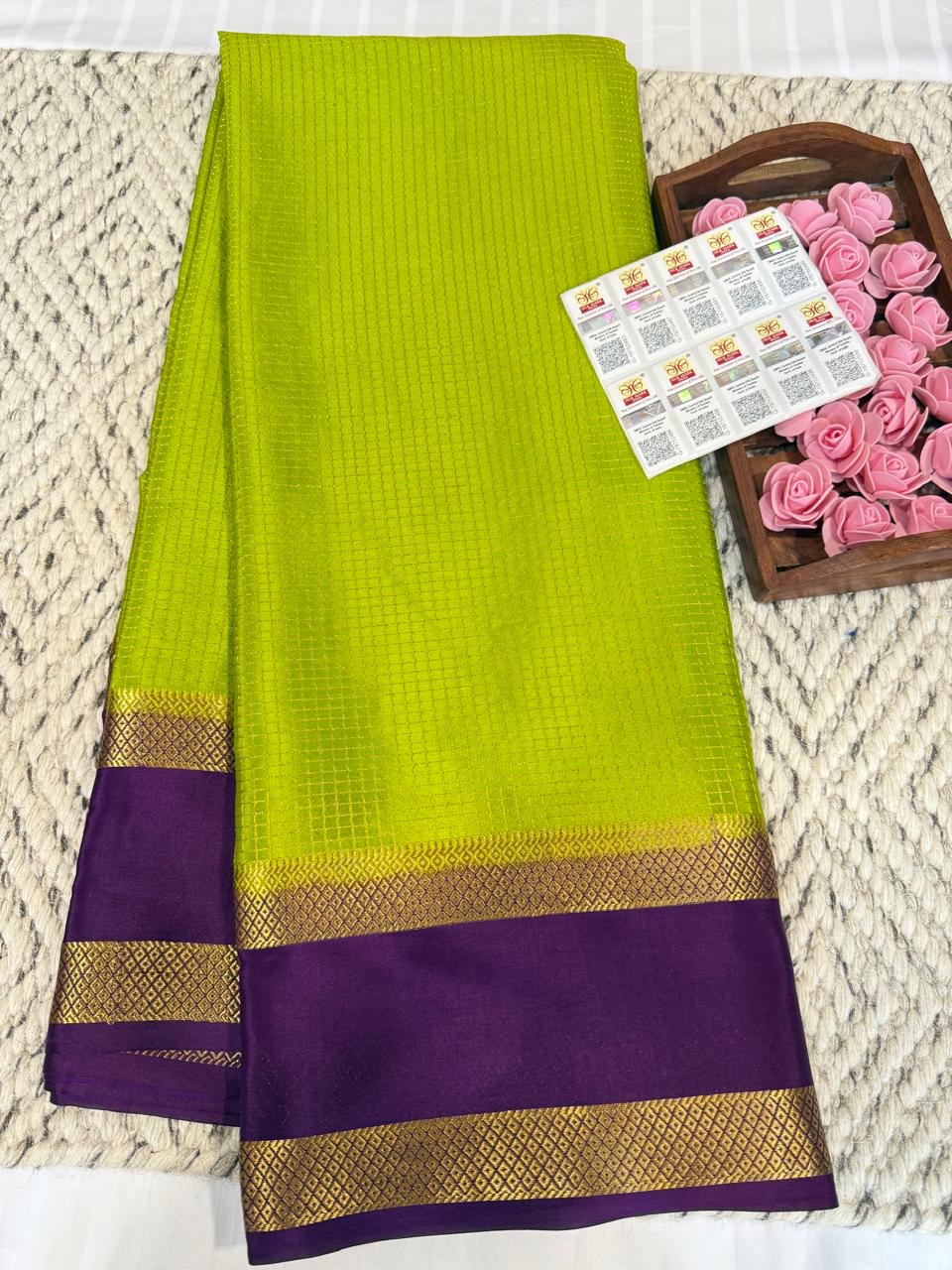 Mysore silk sarees checks pattern