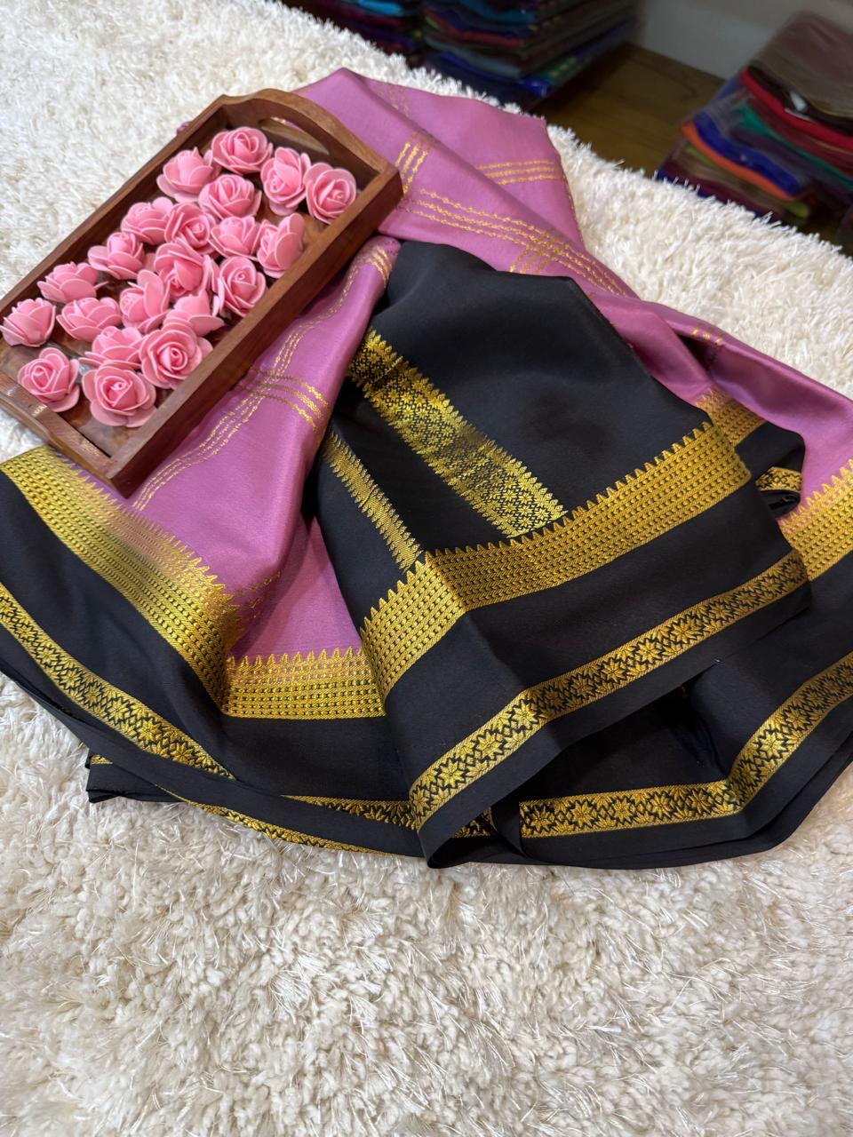 Mysore silk sarees contrast pattern