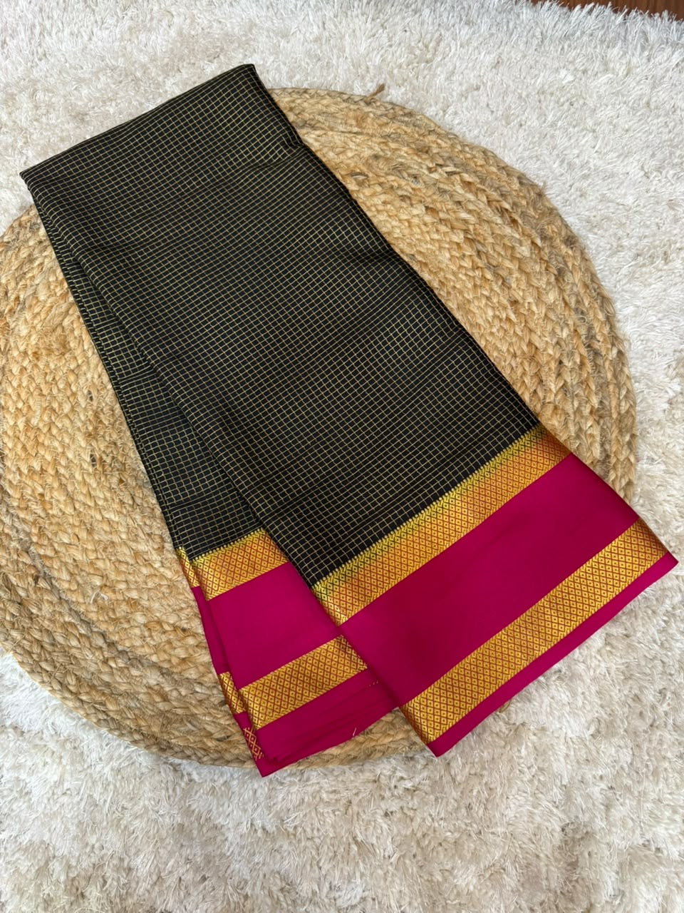 Mysore silk sarees checks pattern