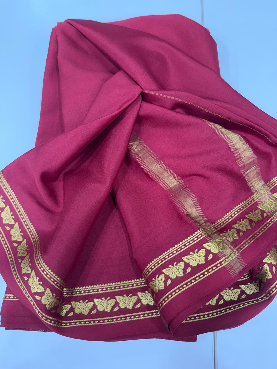 Small butterfly border self sarees