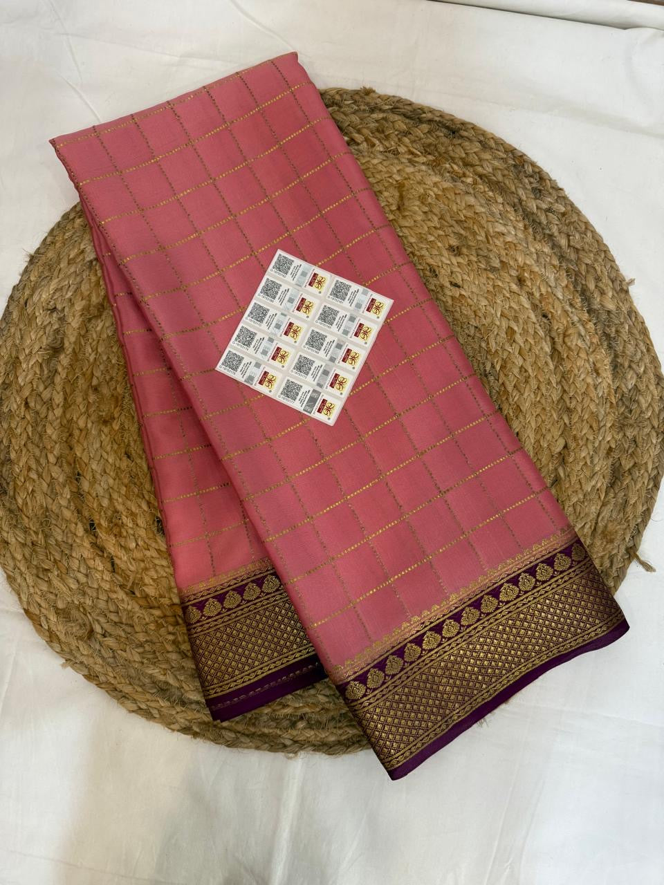 Mysore silk sarees contrast checks pattern