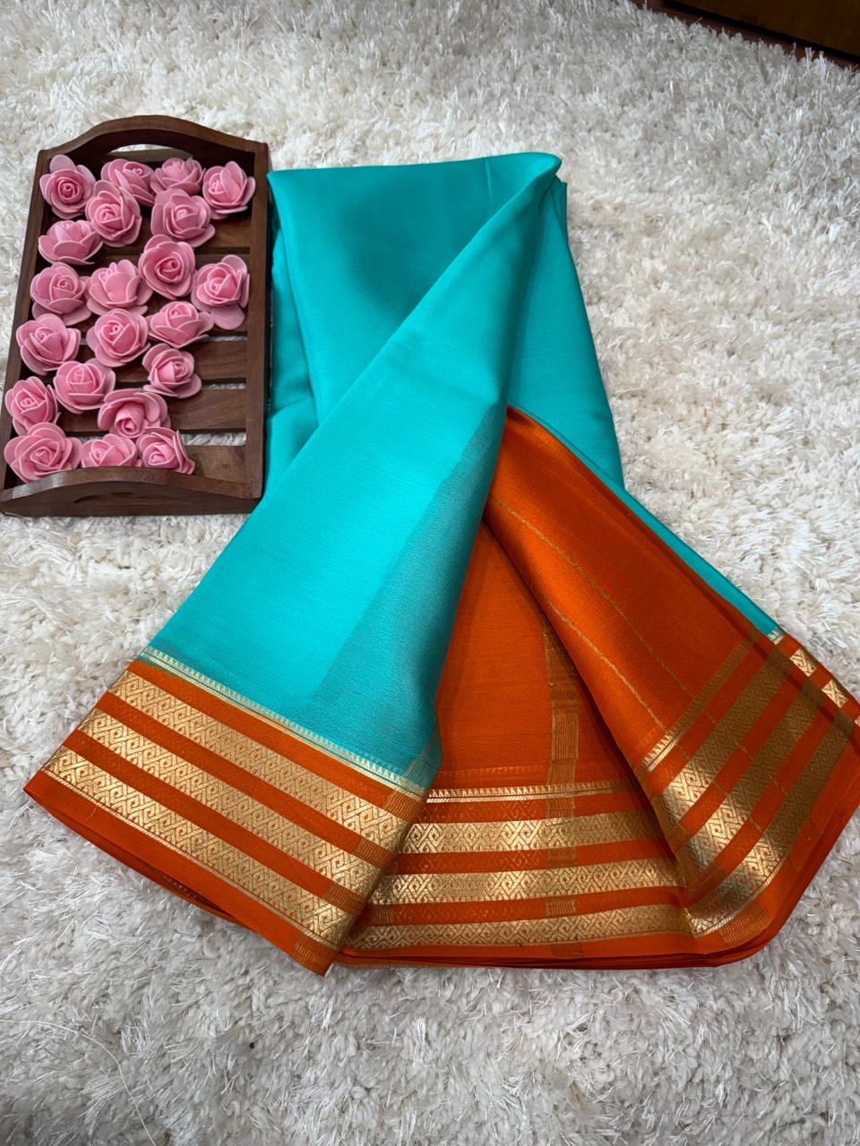 Mysore silk sarees light weight pattern