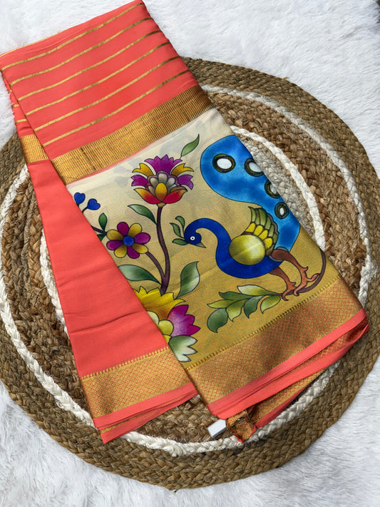 Printed Mysore silk saree