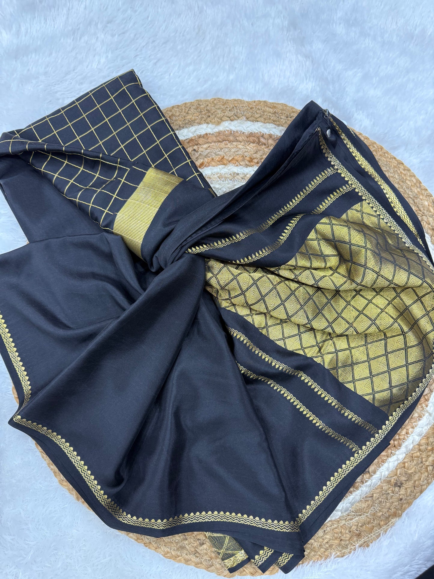 Mysore silk self centre checks