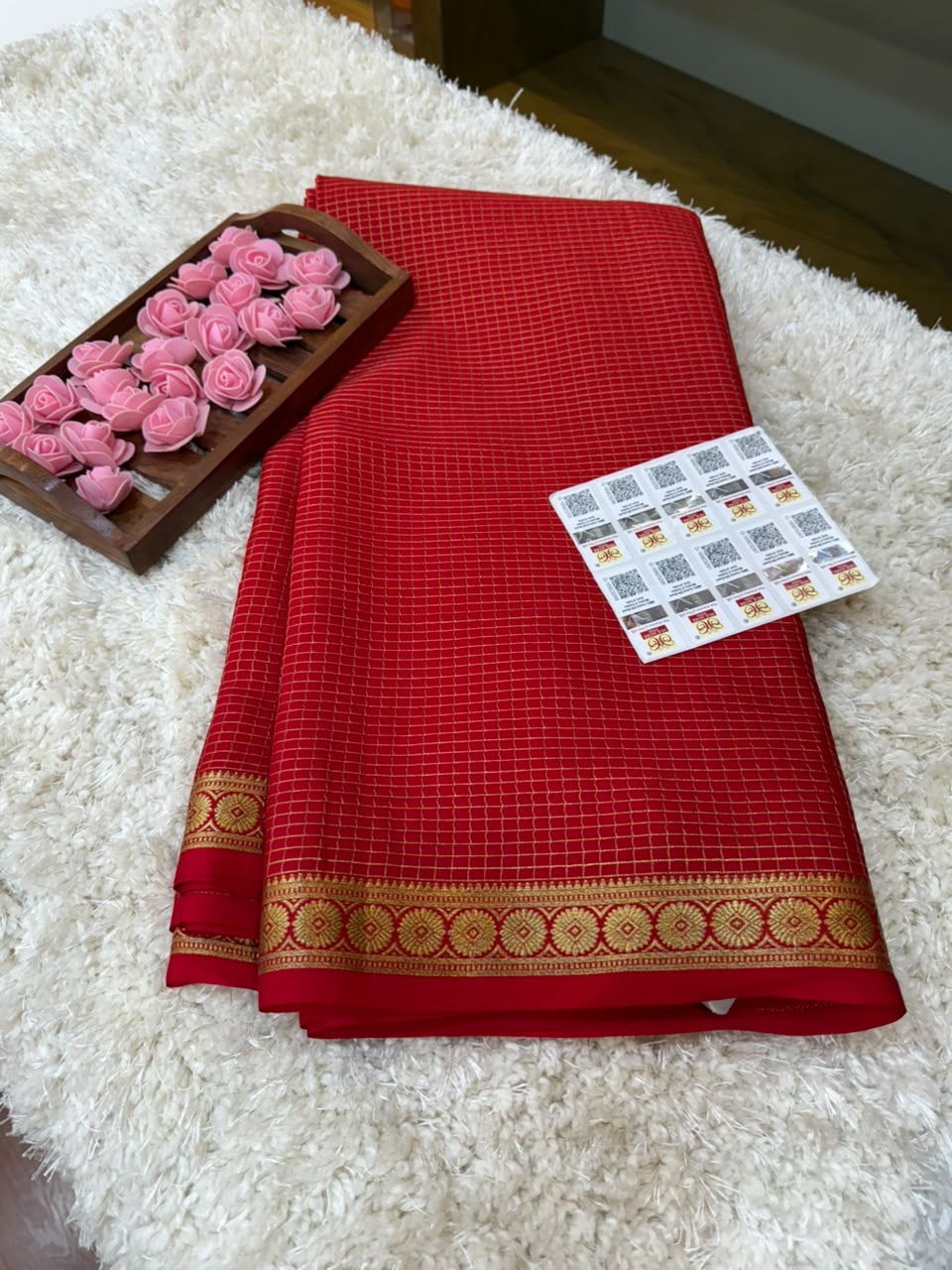 Mysore silk sarees self checks pattern