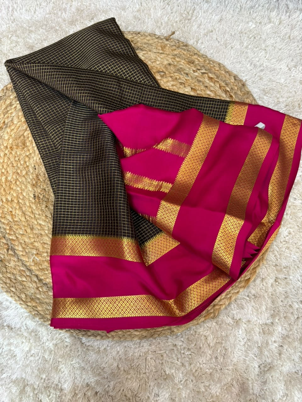 Mysore silk sarees checks pattern