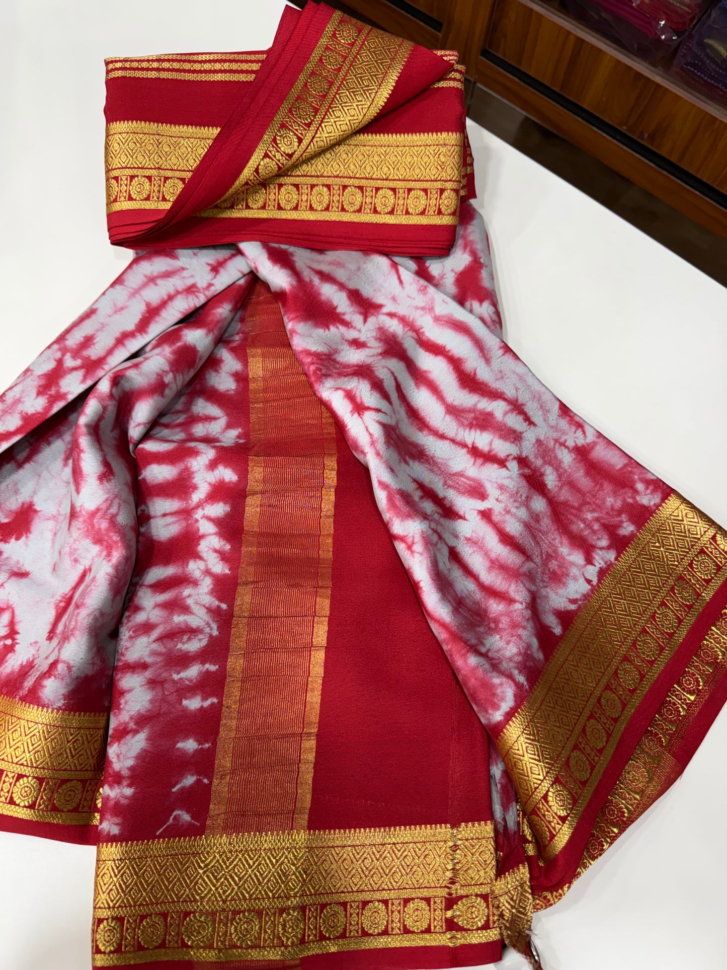 2D Shibori Pattern Mysore Silk Sarees