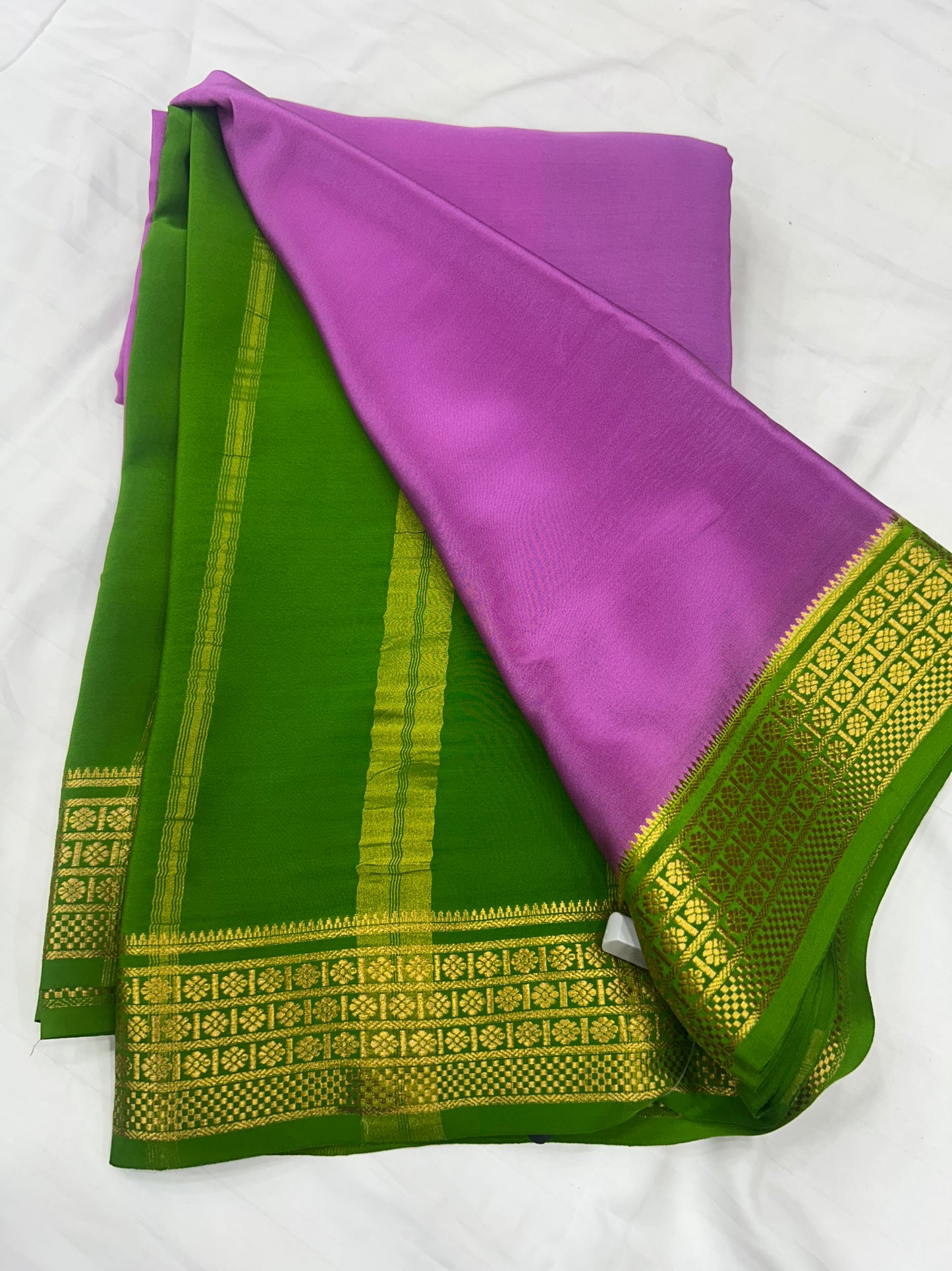 Gold lace Mysore silk saree