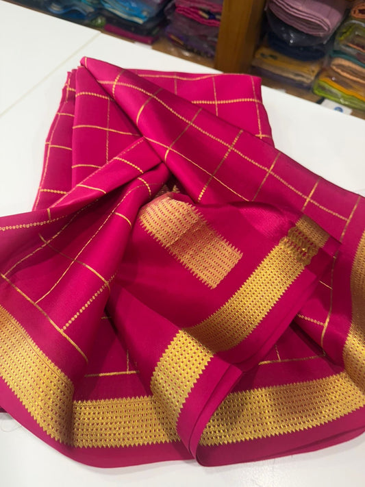 💖 checks pattern  mysore silk sarees with elegant color combinations ❤️