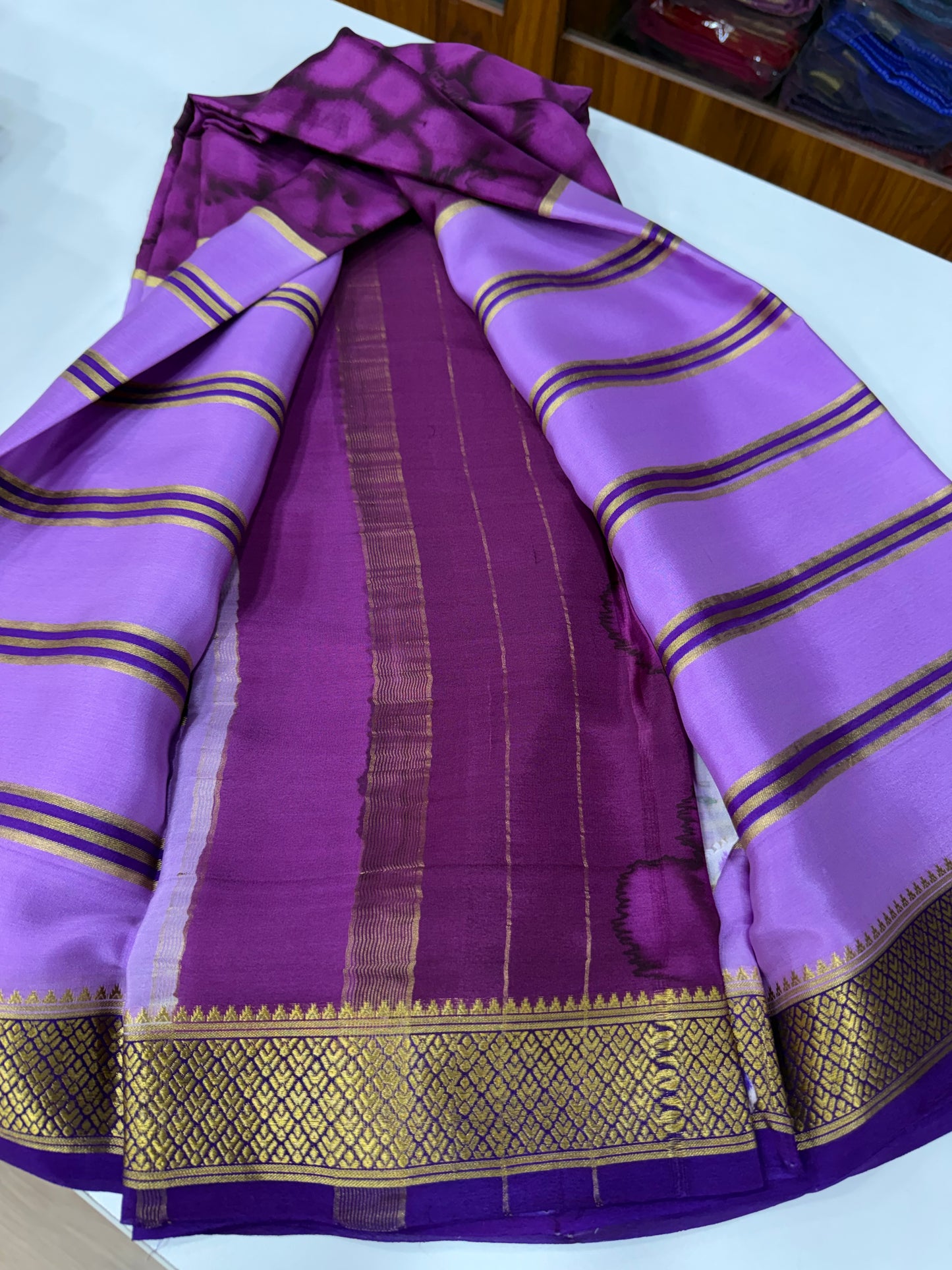 2D Shibori Pattern Mysore Silk Sarees