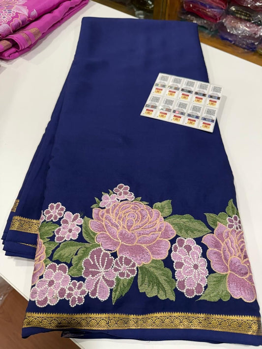 ❤️ Embroidery n Cutwork Mysore silk sarees ❤️