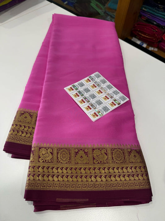 Traditional pattern mysore silk sarees with elegant color combinations