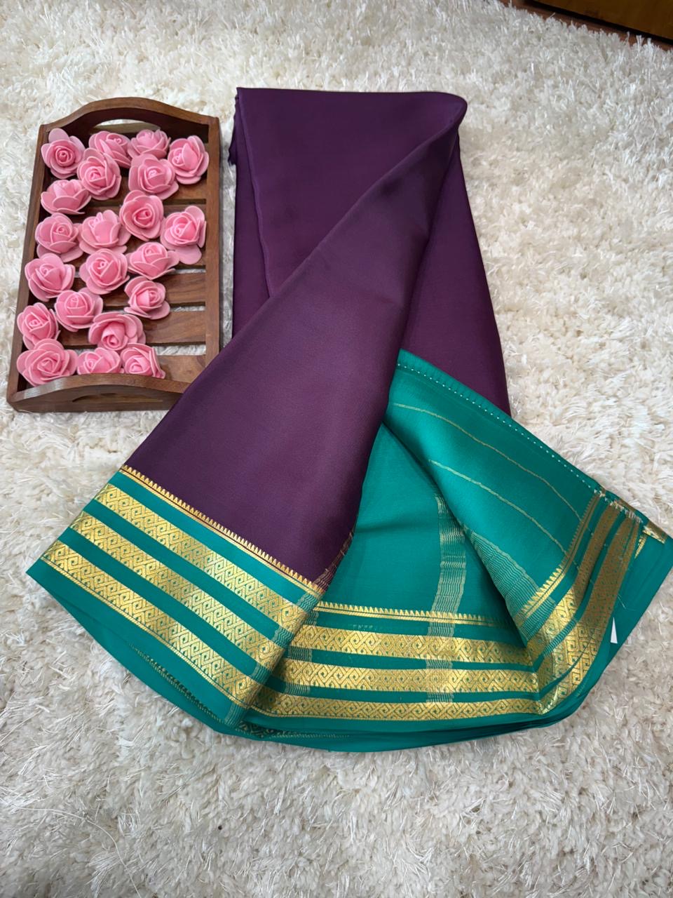 Mysore silk sarees light weight pattern