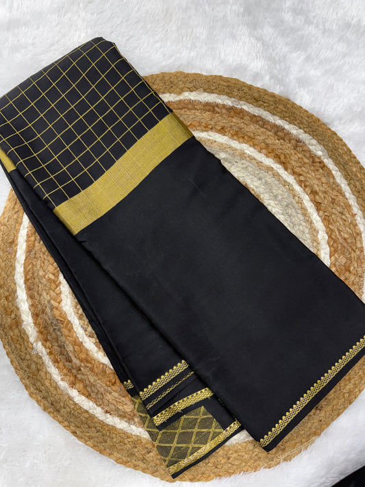 Mysore silk self centre checks