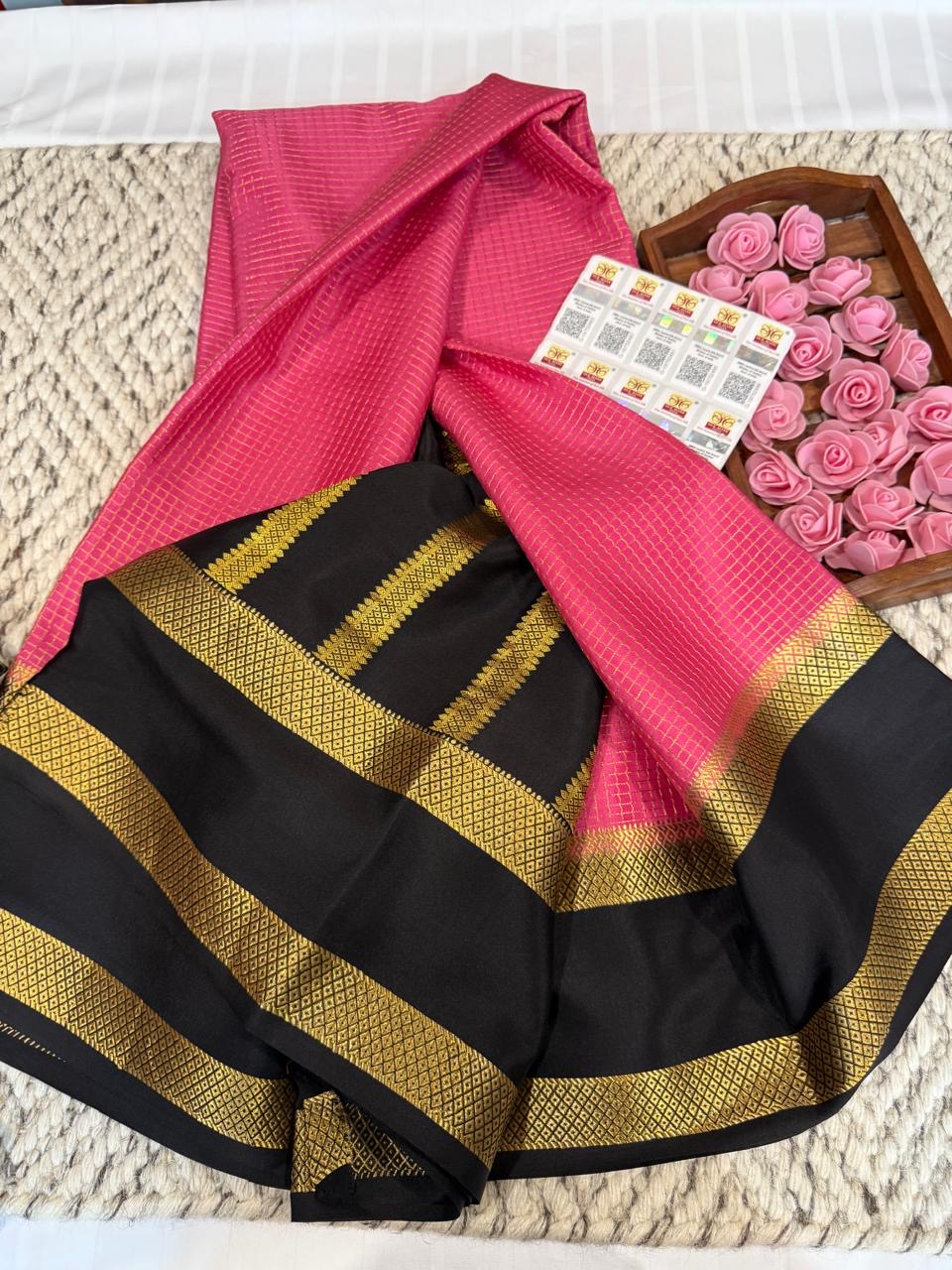 Mysore silk sarees checks pattern