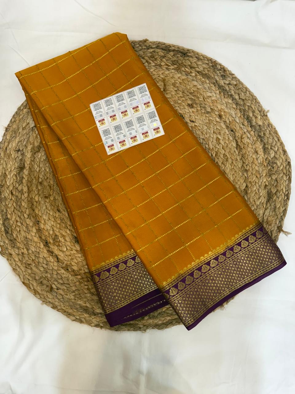 Mysore silk sarees contrast checks pattern