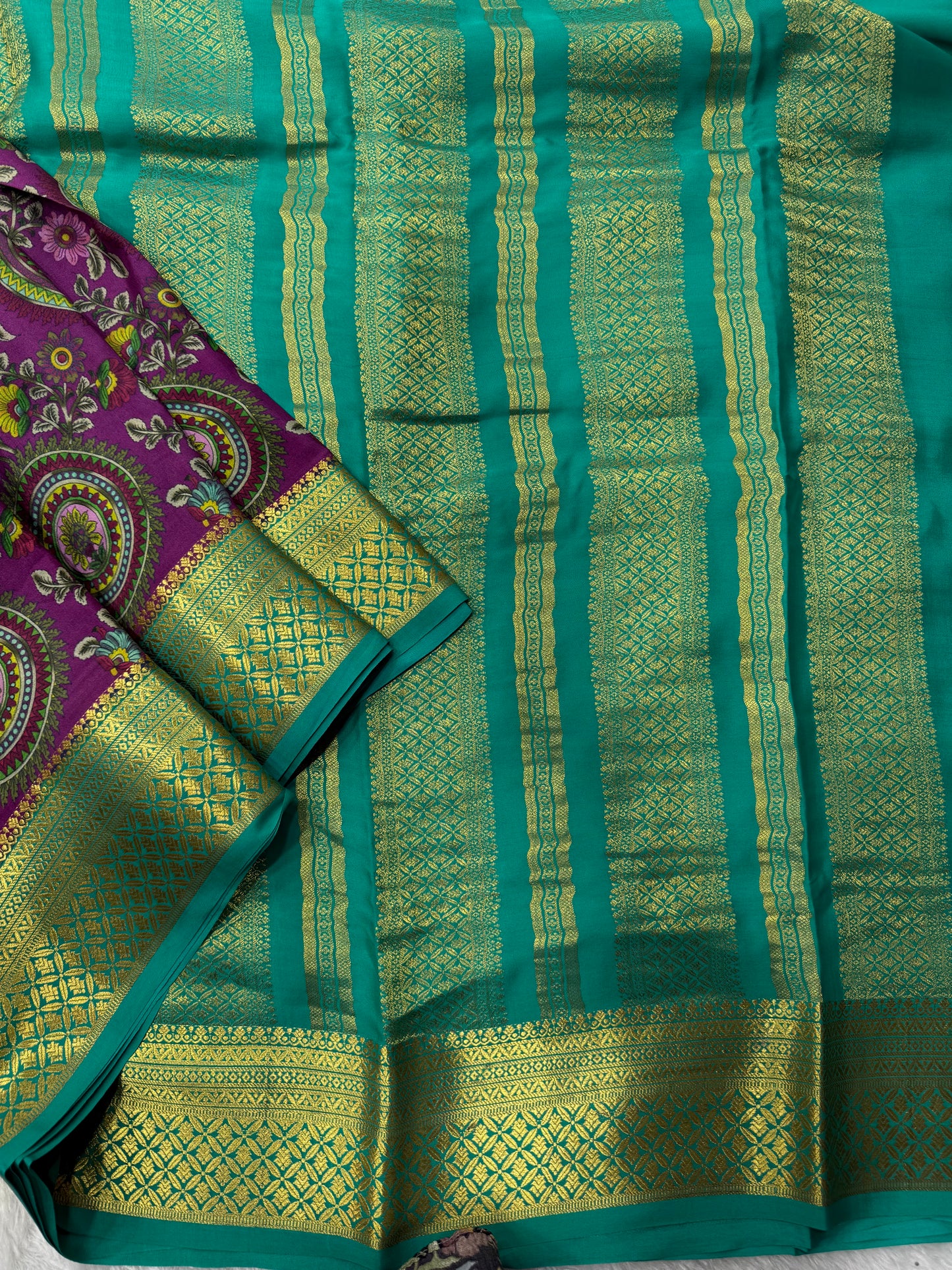 Printed Mysore silk saree